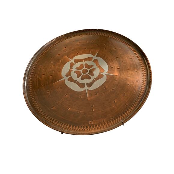 Handmade Salver Serving Flat Tray Platter Copper Made In Britain - Picture 2 of 5